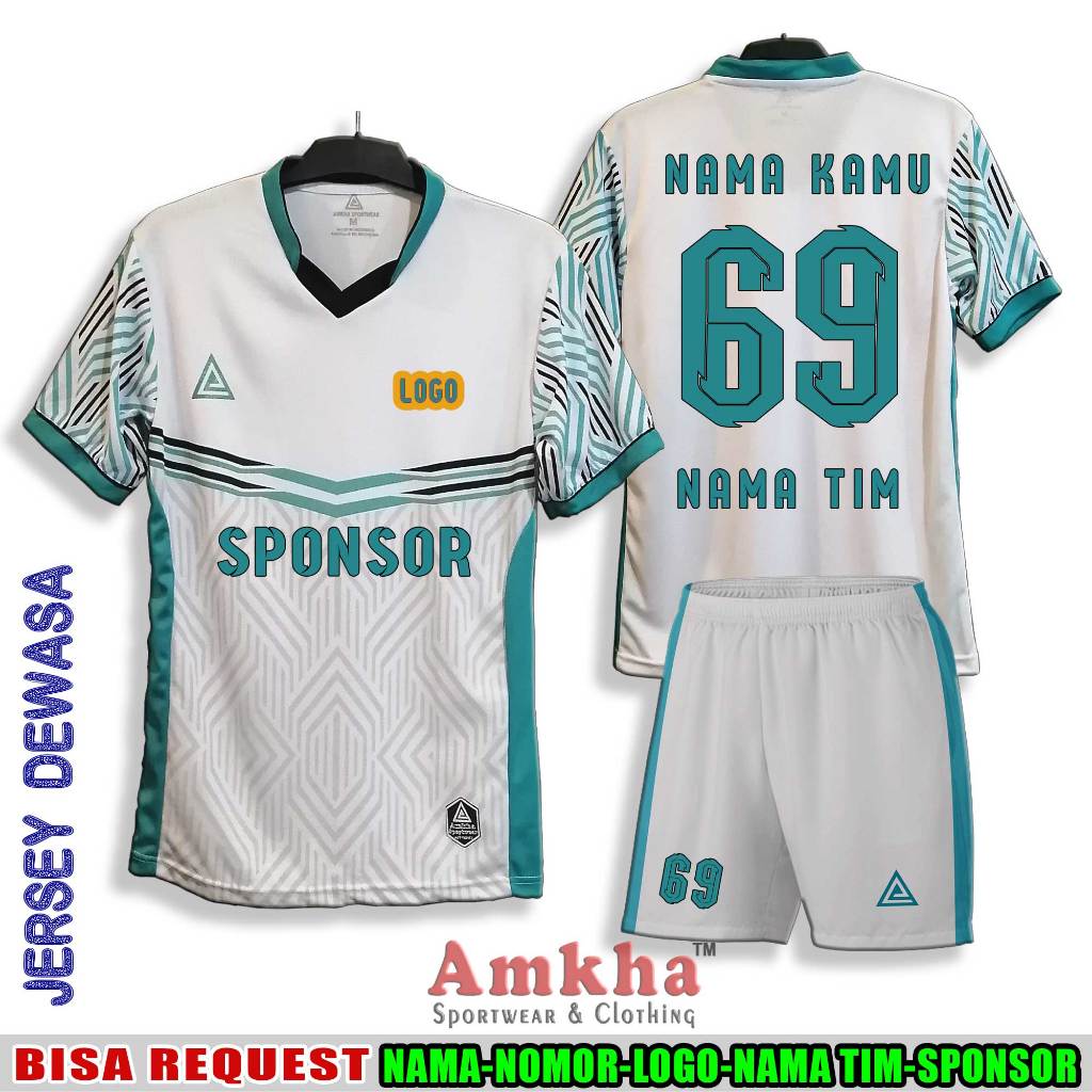 Jersey Bola Voltus Putih Bisa Sablon Nama Sendiri Baju Olahraga Futsal Pria Dewasa - Amkha Company