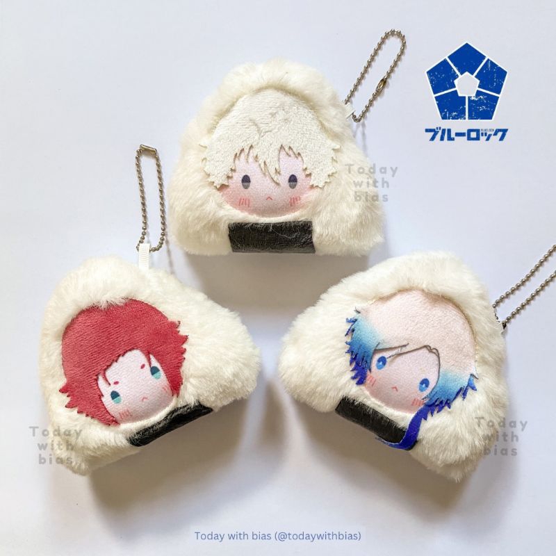 Blue Lock Onigiri Doll Keychain | Boneka fluffy gantungan tas anime Nagi Sae Rin Kaiser