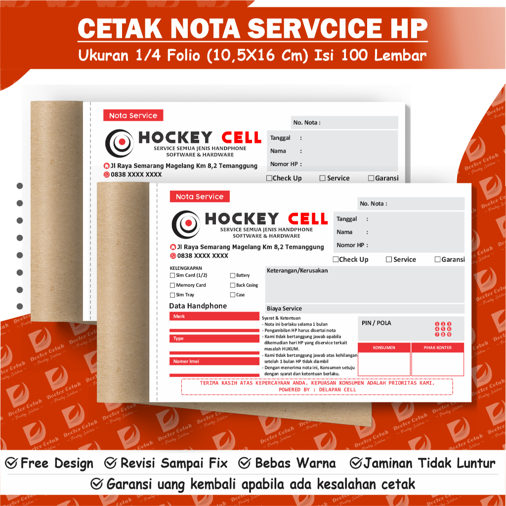 

Nota service hp custom 2 ply 1/4 folio