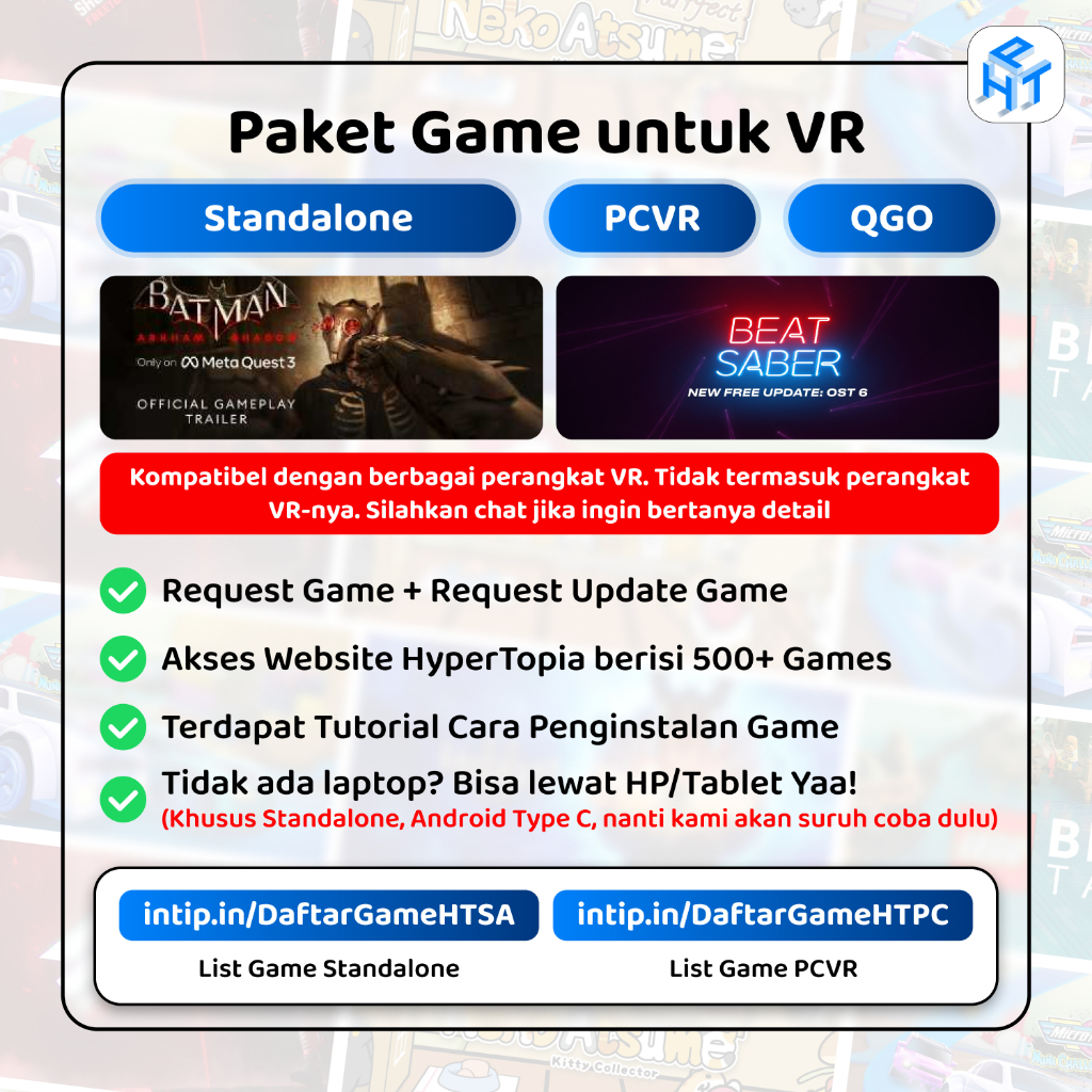 Paket Game VR Digital | Kompatibel Berbagai Headset VR | Tidak Termasuk Perangkat VR