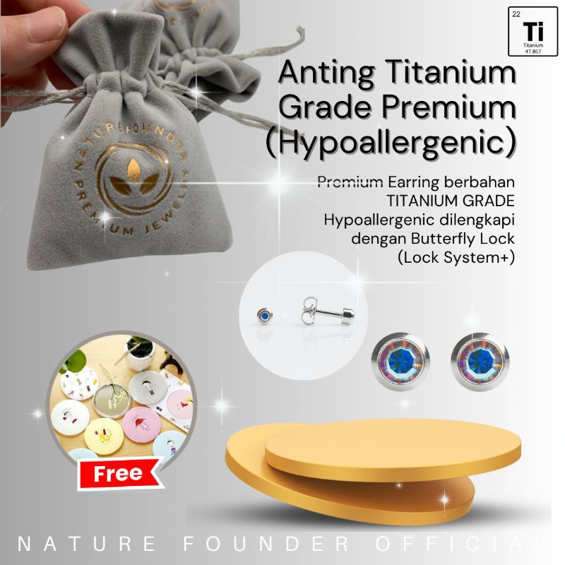 Anting Flash Diamond Series/ Anting Hypoallergenic Nature Founder/ Anting Bayi/ Anting Anak/ Anting 