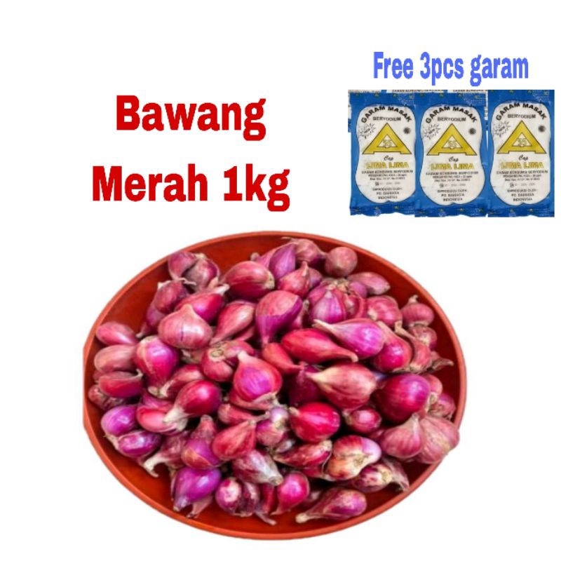 

Bawang Merah 1Kg Murah Gratis 3Pcs Garam