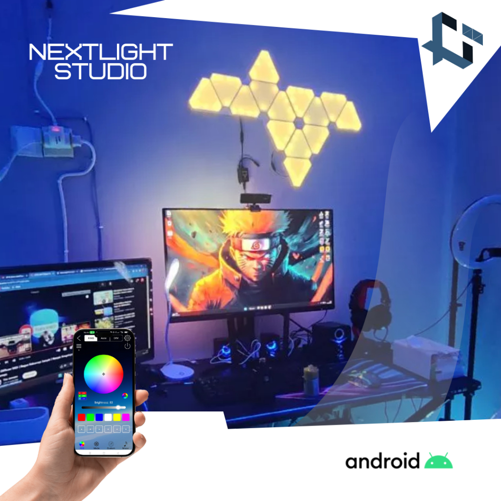 Lampu Gaming RGB Segitiga | Lampu Led Light Panel Room | Lampu Hias Kamar Gaming |Lampu Segitiga Kam