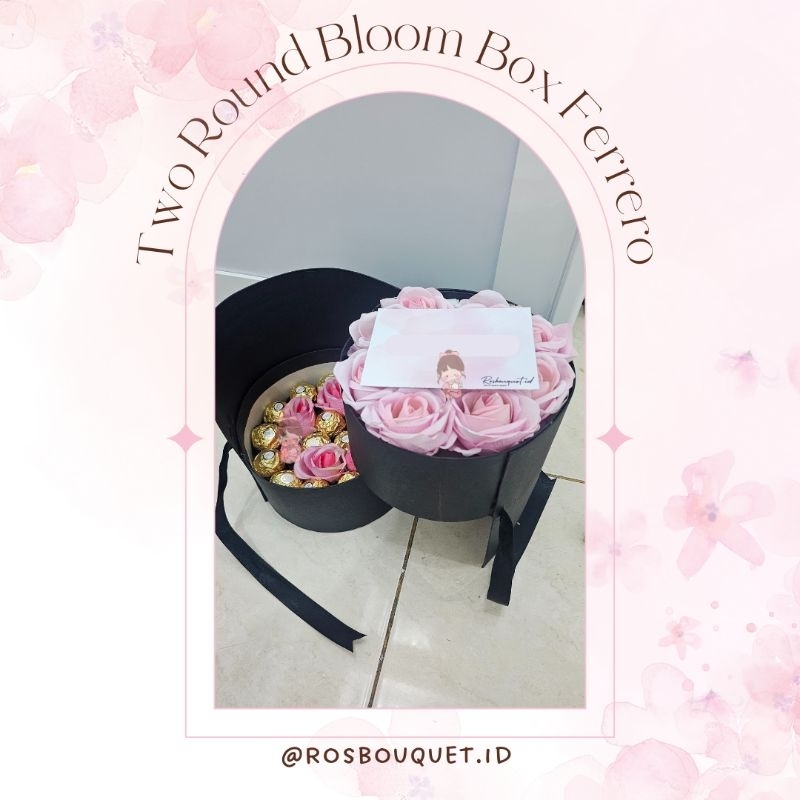 

Two Round Bloom Box Ferrero Rocher / Birthday Gift / Anniversary Gift / Valentine Gift / Hadiah / Kado