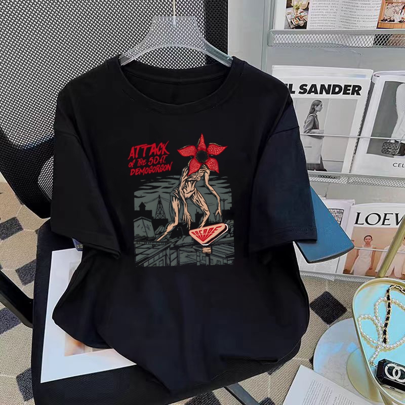 gaya jalanan Amerika fesyen pria dan wanita kaos oblong kaos oblong Korea pakaian kebesaran kaos dis