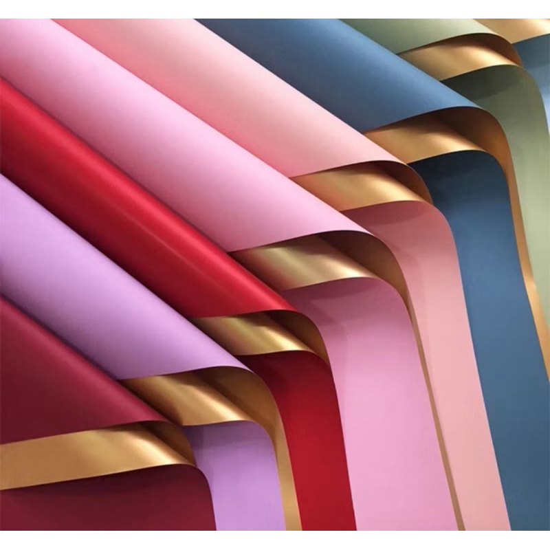 

KERTAS BUKET PONTIANAK CELLOPHANE BICOLOR GOLD 2 Side Gold Flower Wrap / Kertas Cellophane