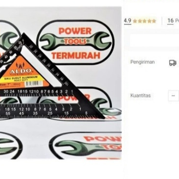

Penggaris Siku Tukang Sudut Aluminium 7" Segitiga 180 mm