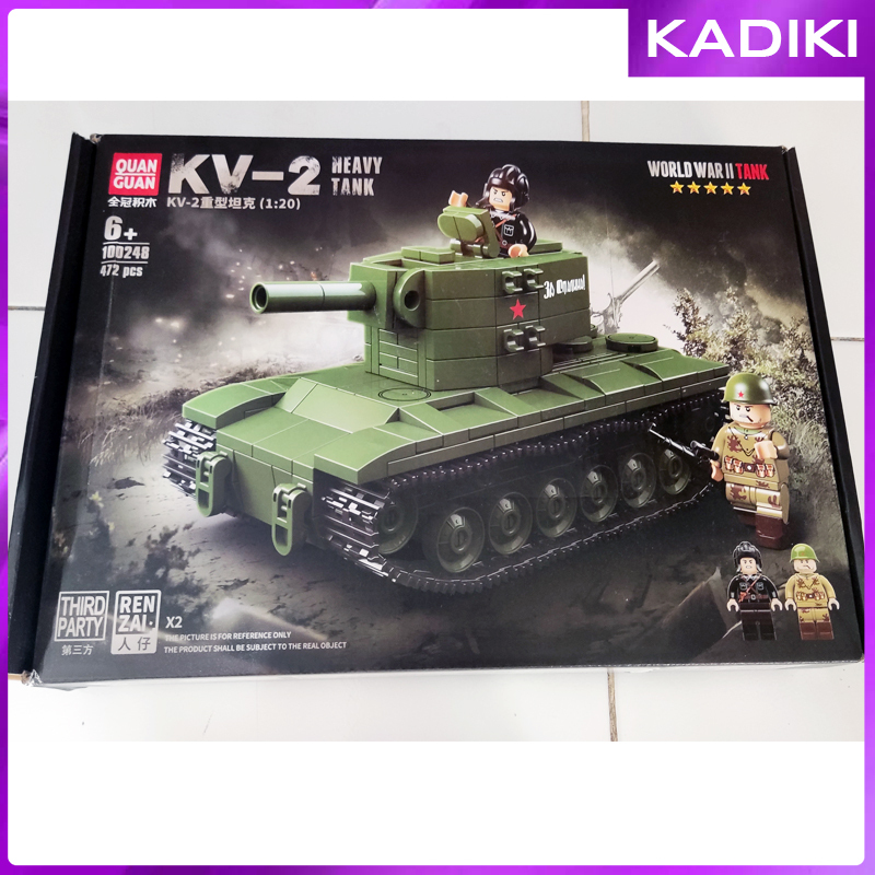 Brick Russian KV-2 Kliment Voroshilov Heavy Tank World War Soviet Toy Block Balok Tank Mainan