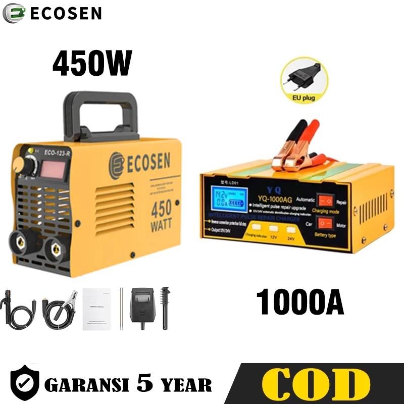 Charger Aki Motor Mobil 12V/24V 1000A dan Mesin Las Inverter mesin las listrik 450 watt