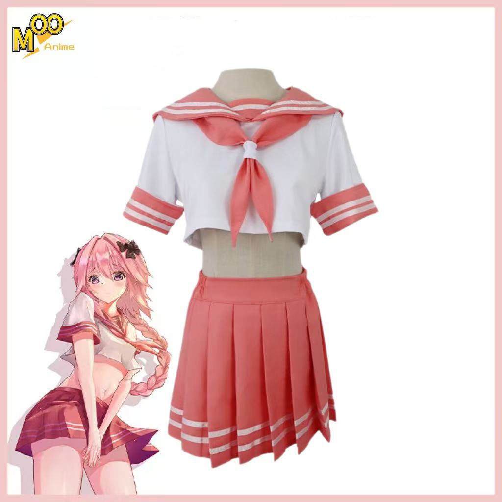 Fate/Apocrypha cosplay costume Astolfo cosplay costume and wig Astolfo Pink sailor suit Games and an