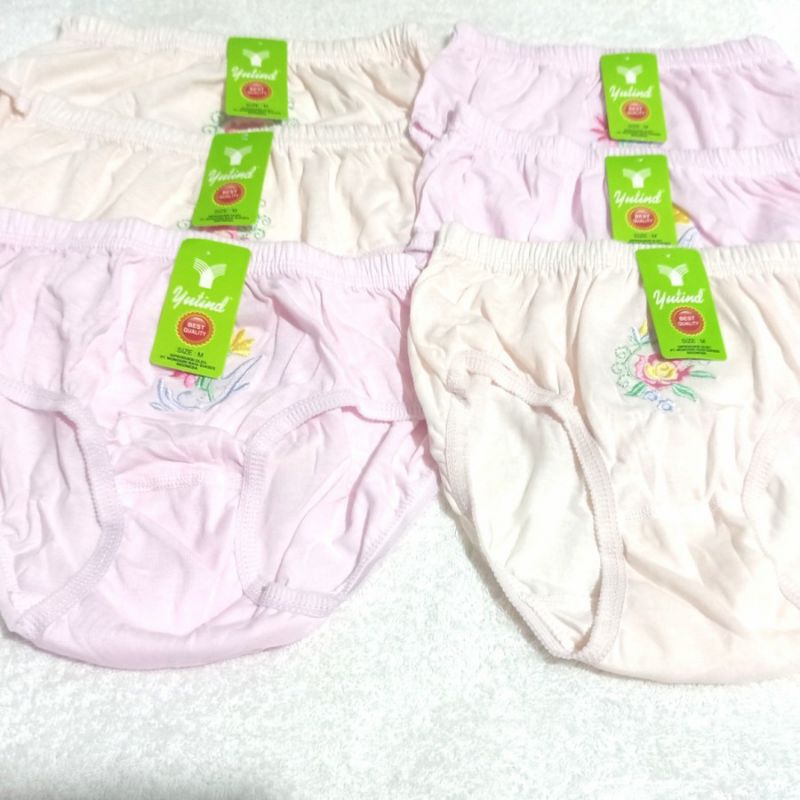 6pcs (BY) Cd Yutind Dewasa Polos Bordir Kembang/Pakaian Dalam Wanita Yutind