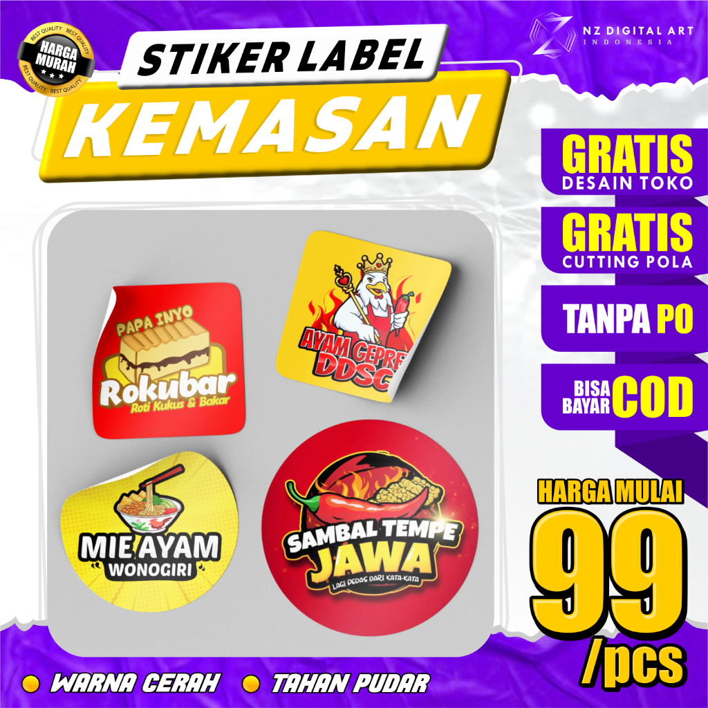 

Stiker Logo Label Makanan Minuman, Kemasan Bahan Sticker Bontak/Chromo