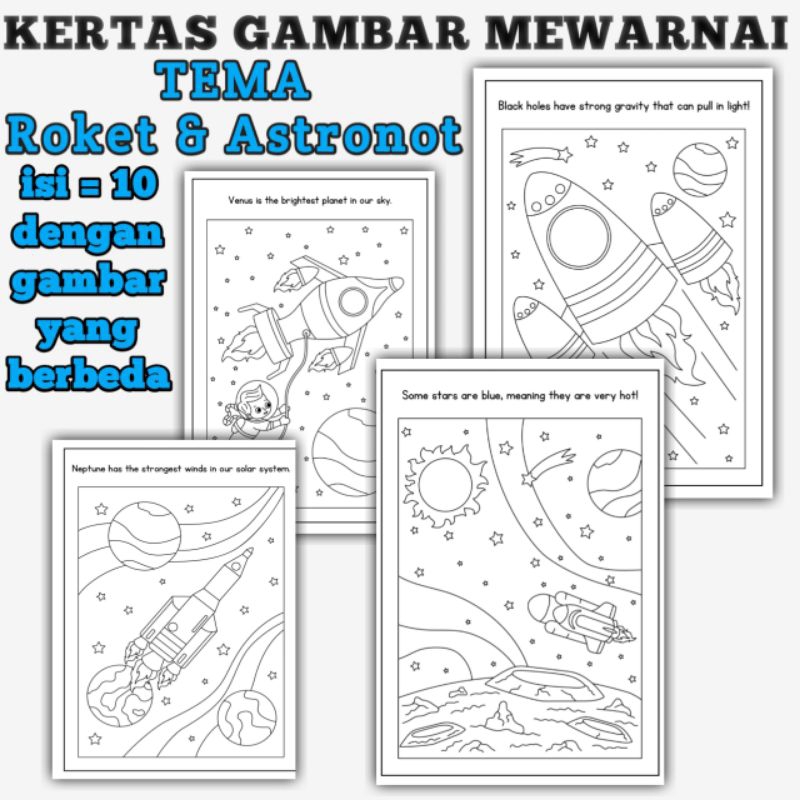 

Gambar Mewarnai Anak Tema Astronot Ukuran Kertas A5 isi/10 lembar