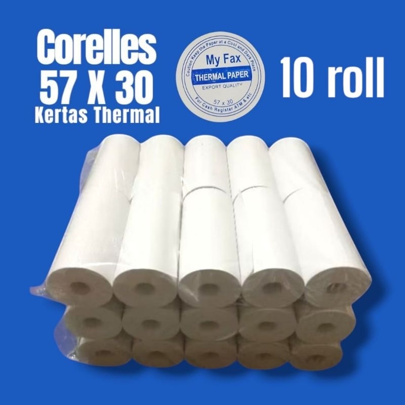 

Kertas thermal 57x30mm paket 1pack isi 10roll bisa digunakan semua jenis printer thermal bluetooth