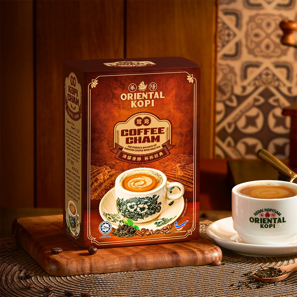 

ORIENTAL WHITE COFFEE CHAM ORIGINAL MALAYSIA / ORIENTAL KOPI ( 38g x 10 sachets )