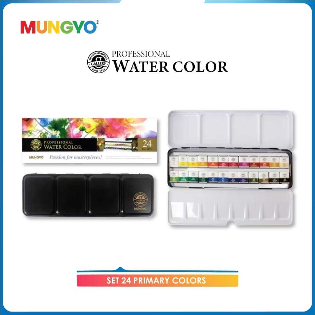 

Gramedia Tunjungan : Mungyo Professional Watercolor set 24 Half Size