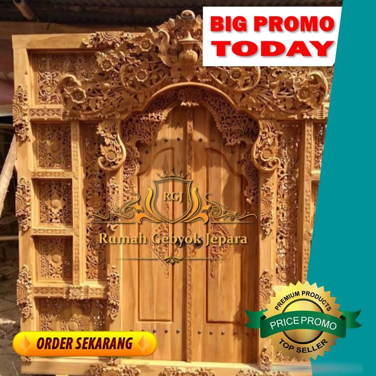 Pintu Rumah 2 Daun Pintu | Pintu Gebyok Jati Asli | Pintu Ukir Jati Jepara | Gebyok Bali | Gebyok Ja