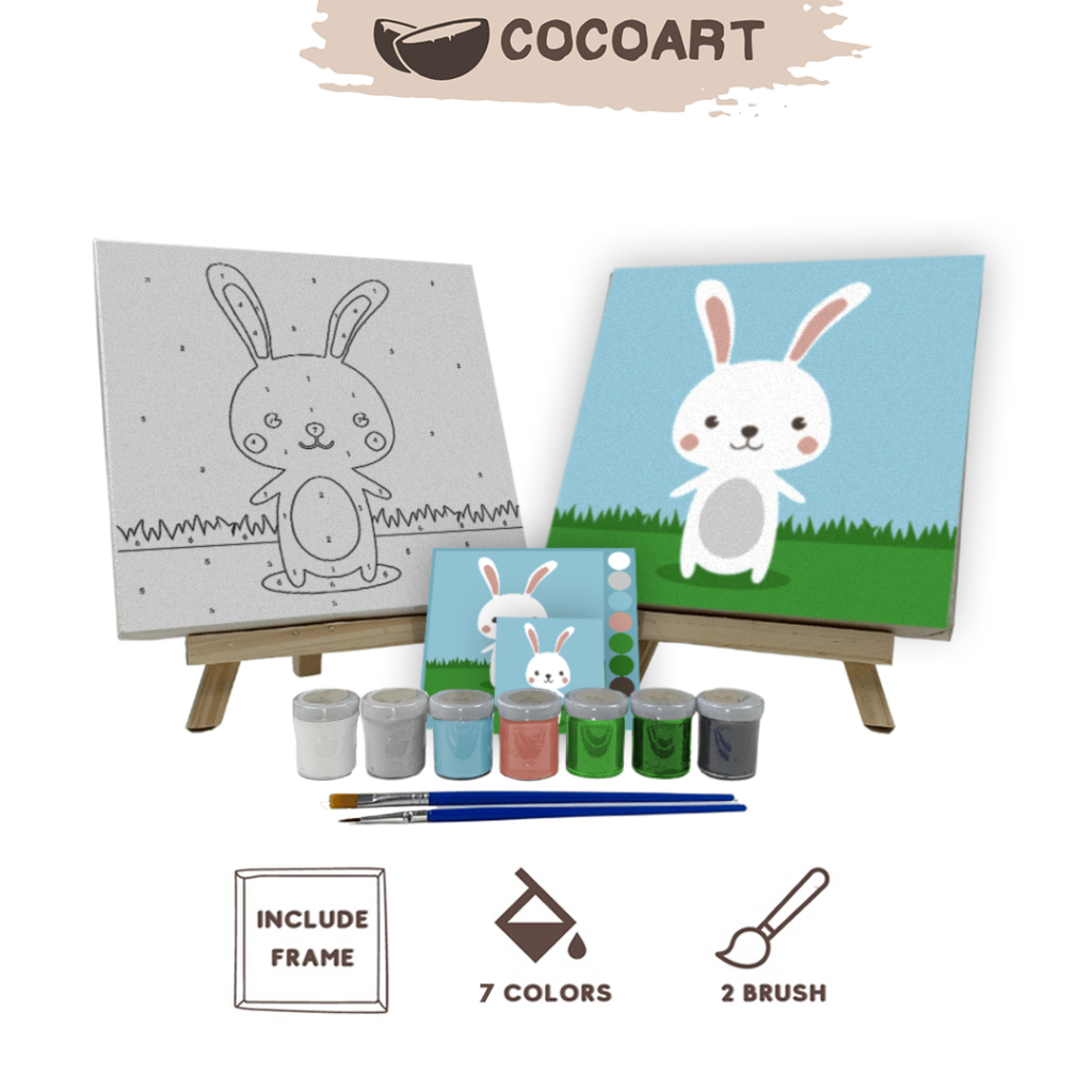 

Paint By Number Kit [ Rabbit ] - Cocoart.id I Kanvas 20 x 20 cm