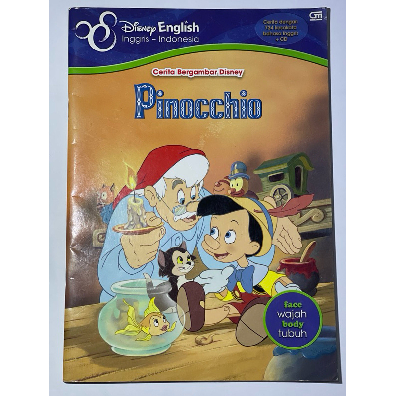 Buku Pinocchio Cerita anak disney pinocchio pinokio inggris-indonesia bilingual prelove bekas