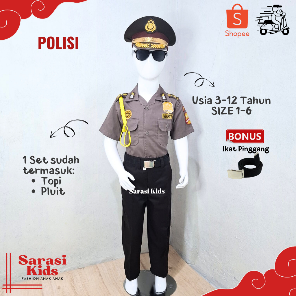 Sarasi - Baju Profesi Anak - Baju polisi anak laki laki baju polisi anak anak setelan polisi anak la