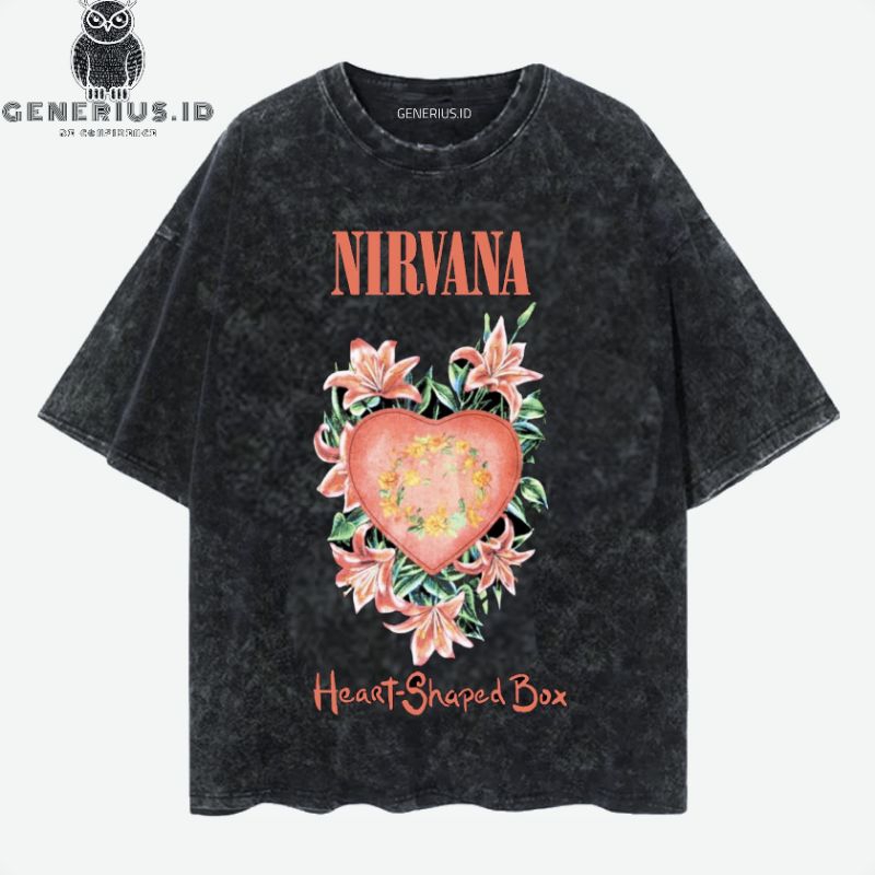 Kaos oversize washing band nirvana heart shsped box vintage tee
