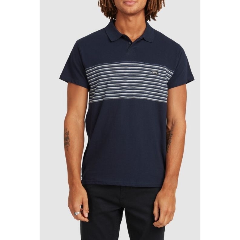 kaos billabong banded die cut polo tee original navy