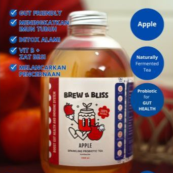 

Kombucha Apple 1L - Teh Fermentasi Rasa Apel Pencernaan Minuman Sehat Probiotik Detox Asam Manis Segar Asem