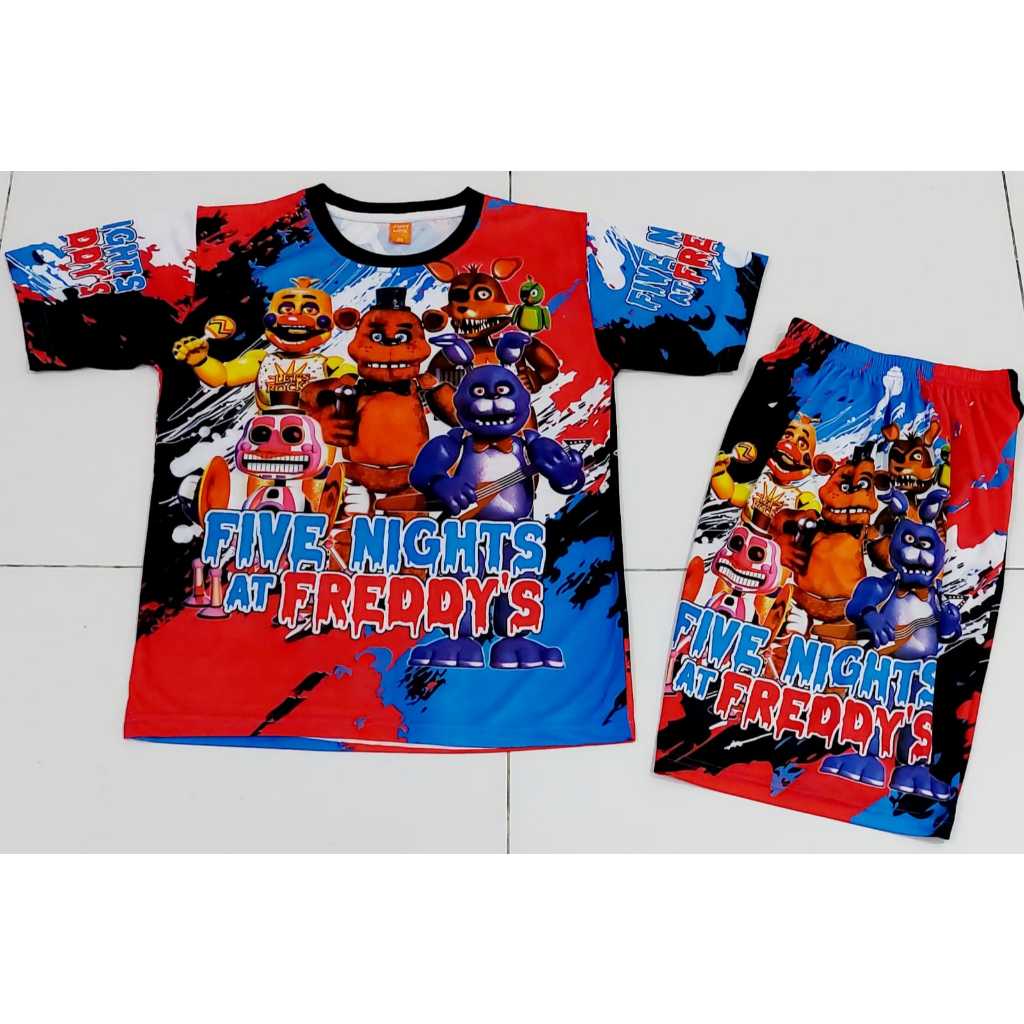 Kaos Anime  FIVE AD FREDY ANAK | Kaos Anime One Piece MONKEY D LUFFY | setelan baju anime laki laki 