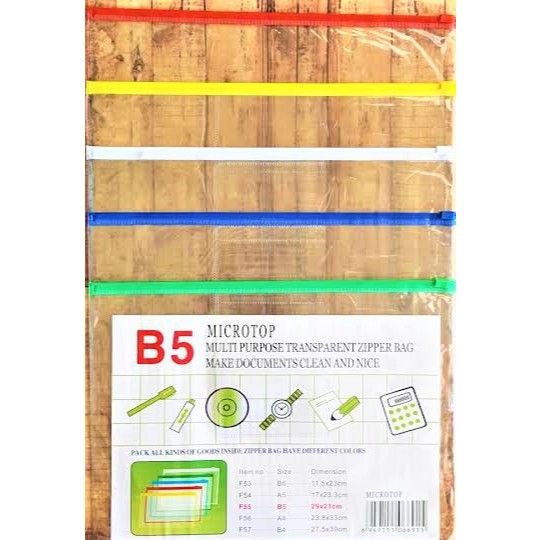 

Zipper Pocket Zip Bag Klip Plastik Mika Transparan B5 Tempat Pensil Dompet Serbaguna Map Dokumen