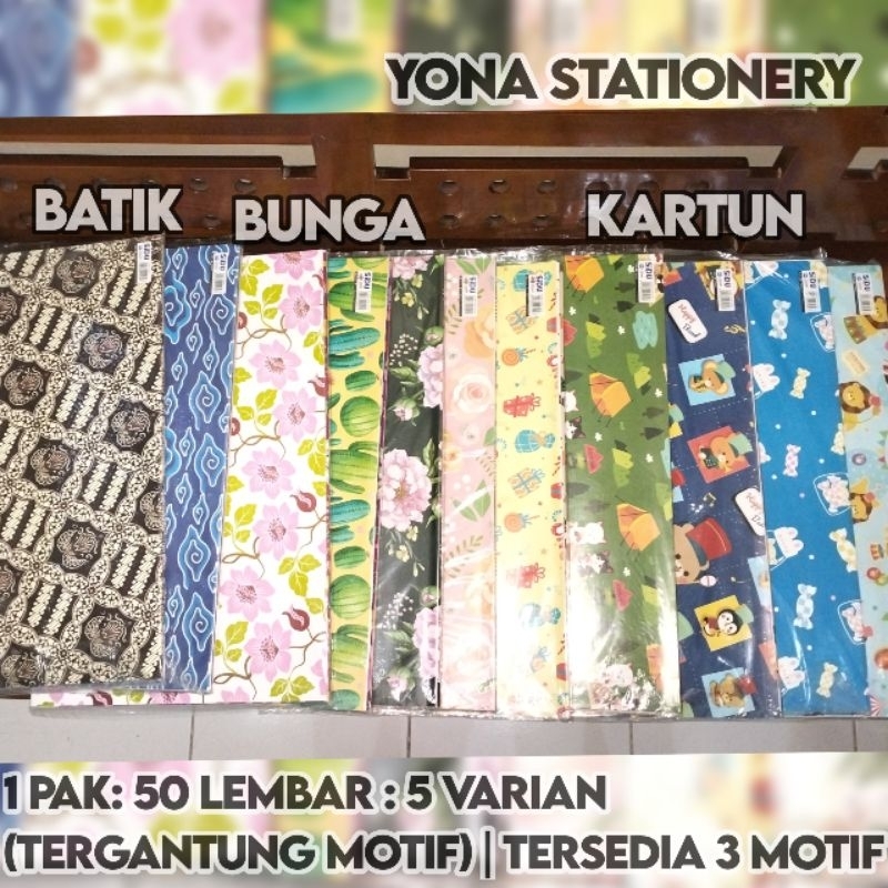 

Kertas Kado Sidu Motif Batik, Kartun, Bunga | 1 Pak: 50 Lembar | 1 Pak: Terdiri dari 5 Varian Motif yang Berbeda