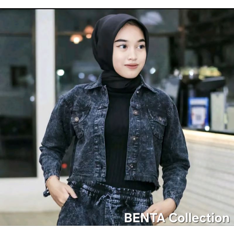 JAKET CROP JEANS WANITA KOREAN STYLE