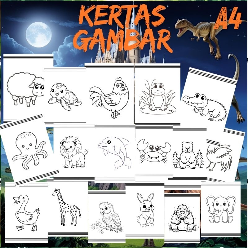 

Kertas mewarnai 20 lembar - Lembar mewarnai kertas A4 - gambar sketsa mewarnai