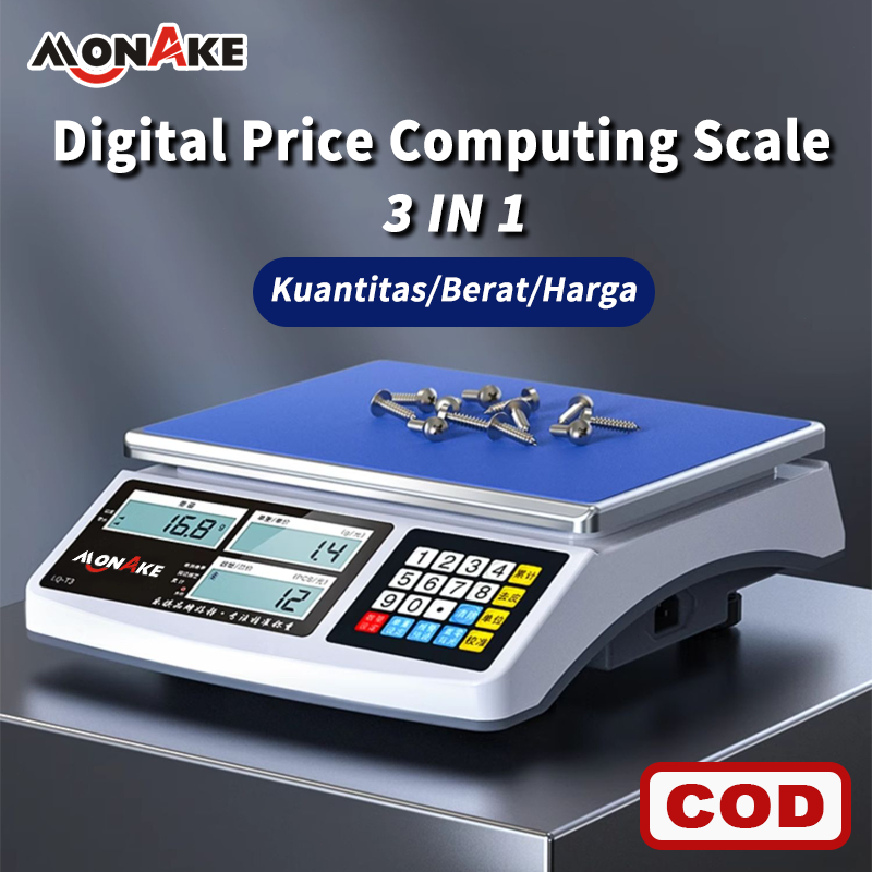 MONAKE Digital Computing Scale 40KG Timbangan Buah Digital Double Display