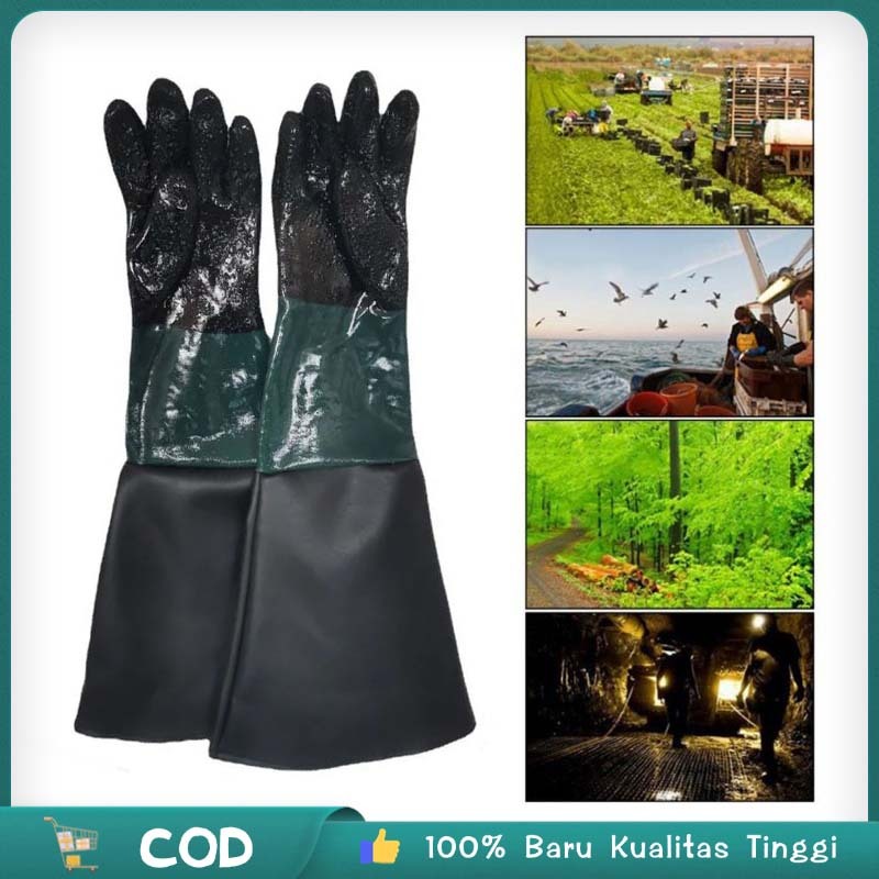 Sarung Tangan Vaporblasting 65cm Sarung Tangan Sanblasting Gloves Pelindung Sandblaster Sandblasting