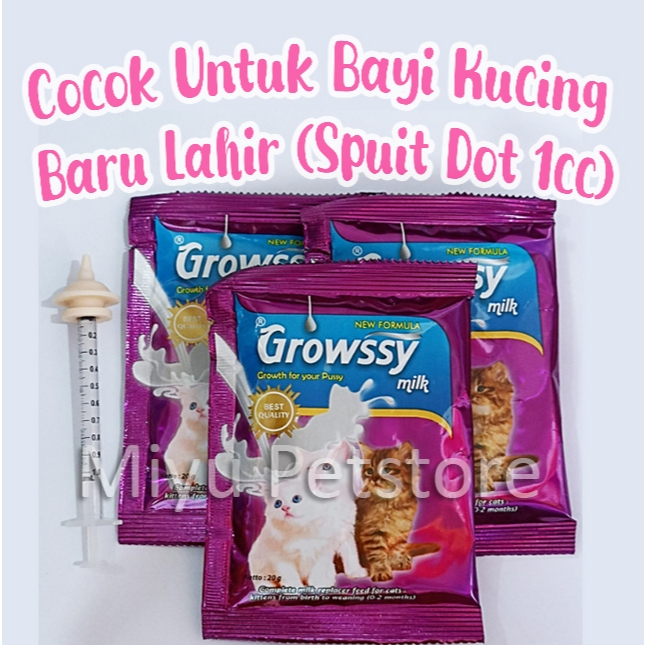 Paketan Dot Bayi Kucing dan Susu Bayi Kucing Spuit Kucing 1cc Dot Bayi Kucing Baru Lahir Susu Growss