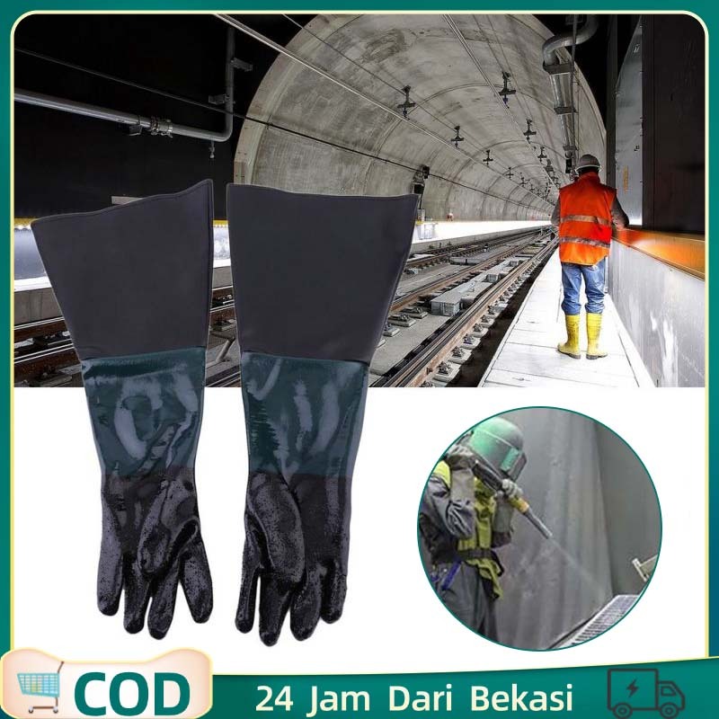 Sarung Tangan Vaporblasting Sarung Tangan Blasting 65cm Gloves Pelindung Sandblaster Gloves Sandblas