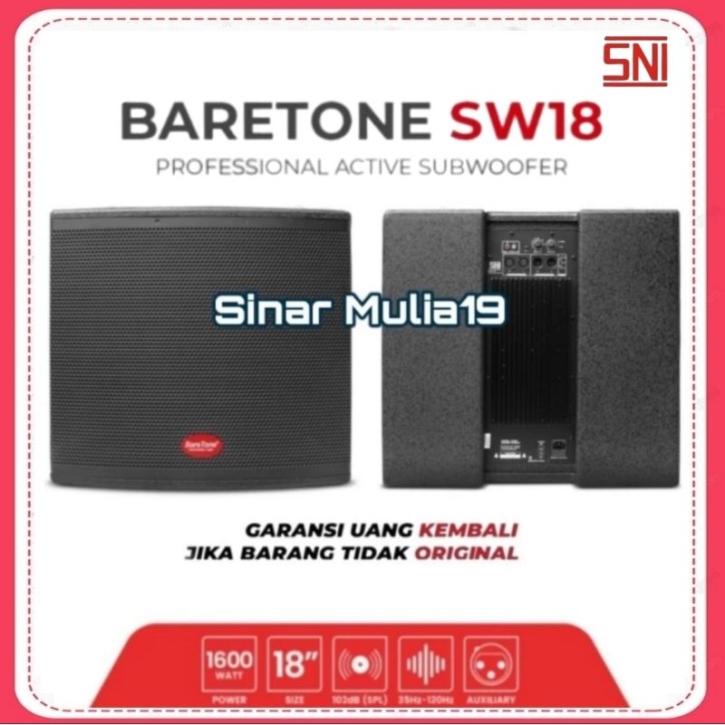SUBWOOFER AKTIF 18 INCH BARETONE SW18 / SW 18 / SW-18 ORIGINAL