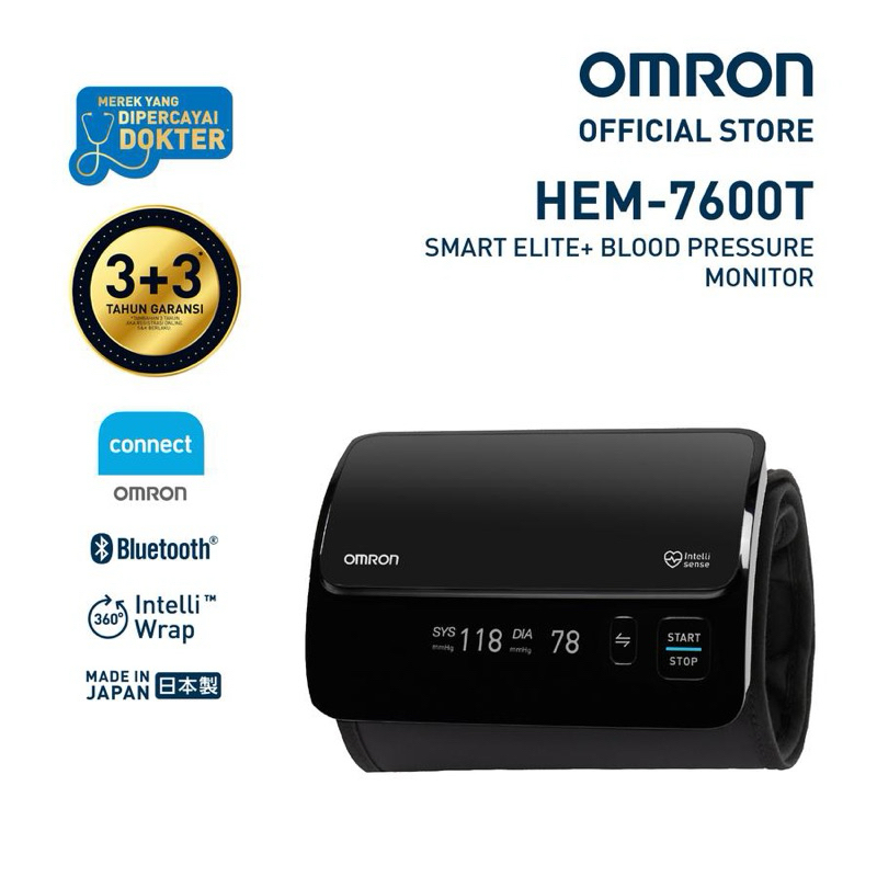 OMRON Blood Pressure Monitor HEM-7600T Tensimeter Digital + Bluetooth