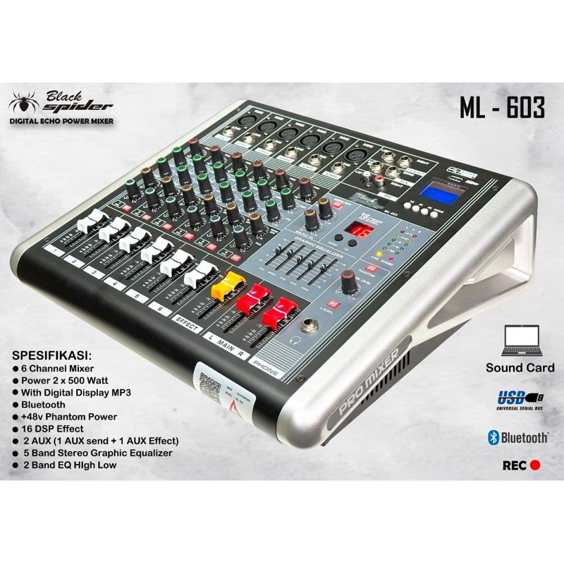 Blackspider Power Mixer Blackspider ML-603 Power mixer Black spider power mixer chanel blackspider p