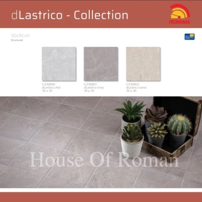 Roman Keramik 30x30 dLastrico Series (Stone Mood) / Lantai Teras Rumah Motif Batu Alam / Lantai Tera