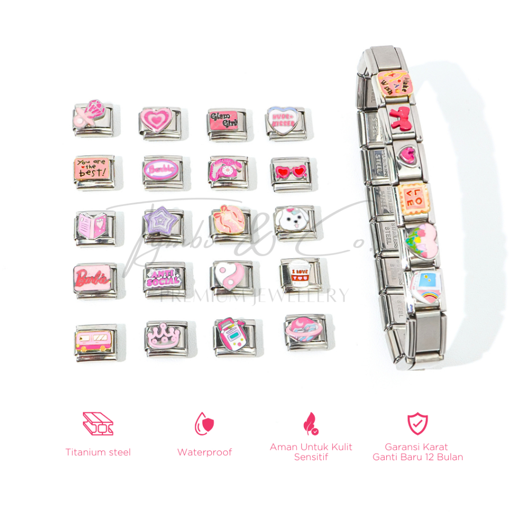 Tymbi&Co - Italian Charms Bracelet (1 pcs) Silver Collection  | Titanium Steel Anti karat | Y2K Brac