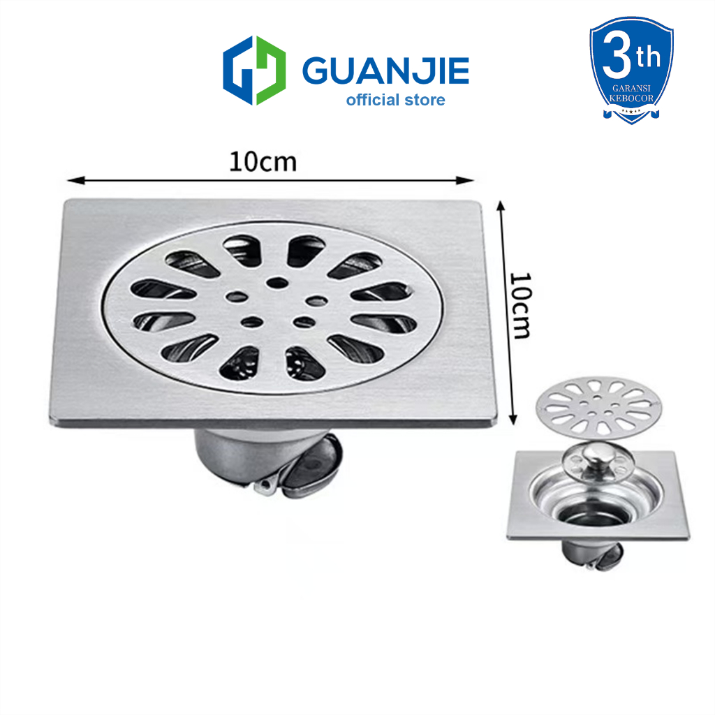 GUANJIE - Floor Drain Stainless Black Hitam Anti Bau Anti Kecoa - Saringan Kamar Mandi Nonup