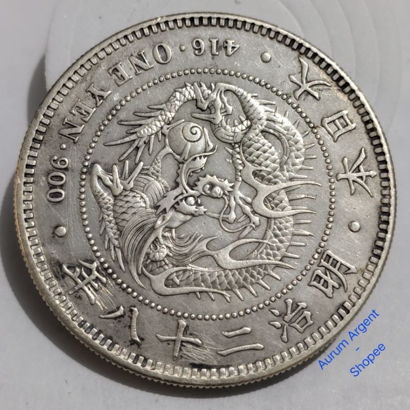 AB.30-- 1 PC KOIN PERAK KUNO ASLI YEN MEIJI TH 28(1895) --  SILVER COIN --