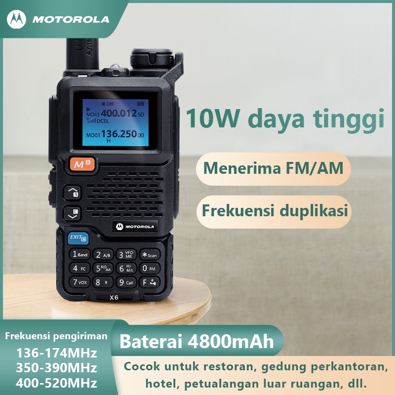 HT Original motorola Two Way Radio Dual Band Walkie Talkie Jarak Jauh 20KM Copy Frequency X6 High Po