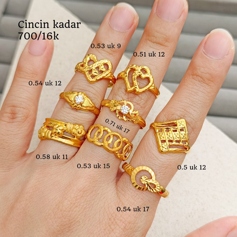 Cincin emas asli kadar 700 berat setengah gram