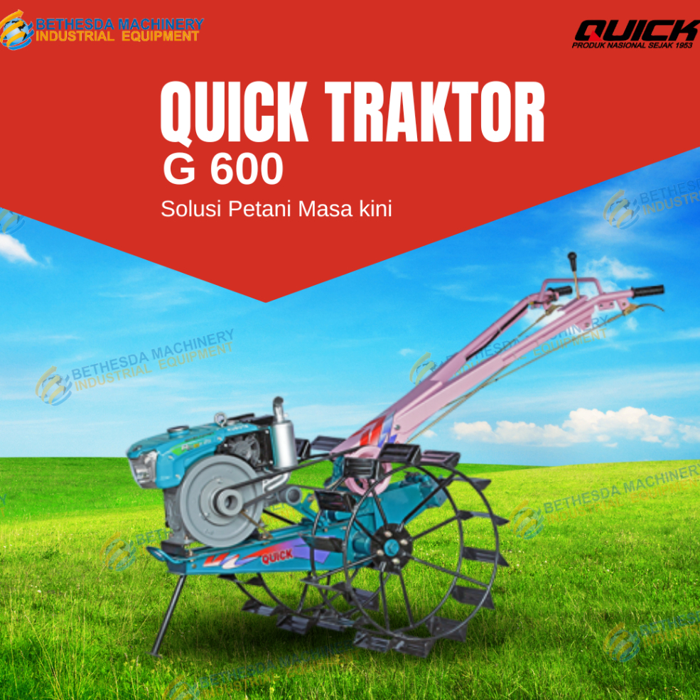 Traktor tangan Quick G 600 + Diesel Kubota RD 85 DI-2S Mesin Bajak sawah Lengkap