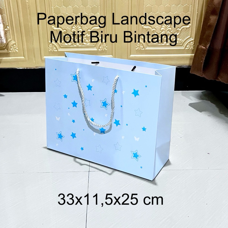 

Paper bag/Tas kertas Pastel biru bintang aesthetic Landscape Besar uk 33x11,5x25cm