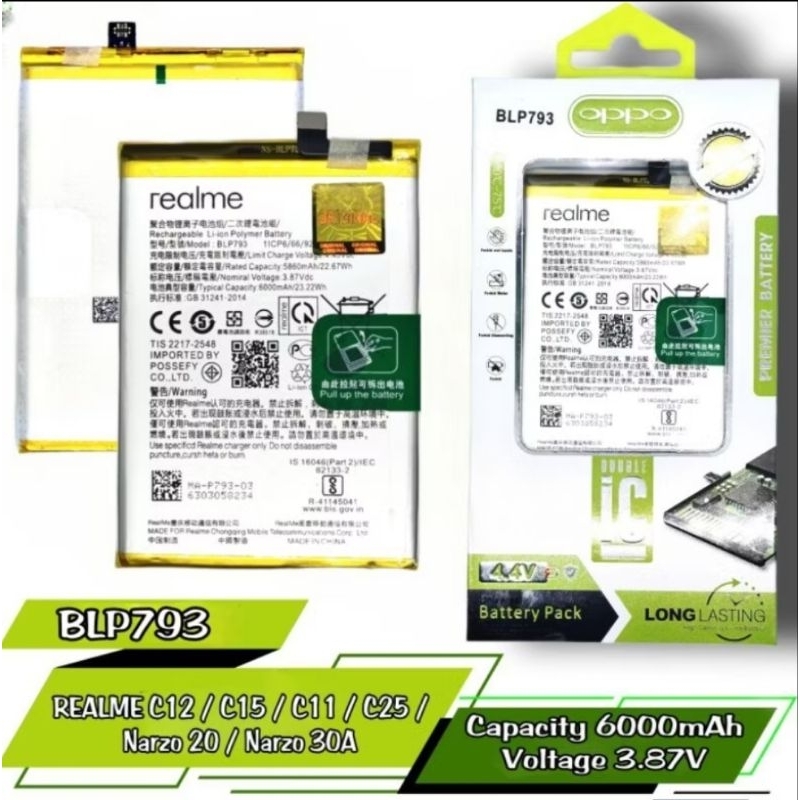 BATERAI ORIGINAL BLP793 FOR HP REALME C12 / C15 / C11 / C25 / NARZO 20 / NARZO 30A