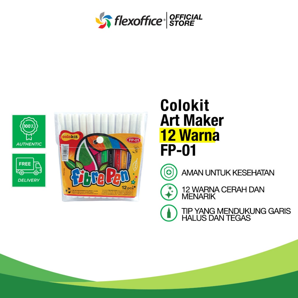 

FlexOffice Colokit Art Marker FP-01 12 Warna/Set spidol warna cerah aman untuk anak warna lengkap