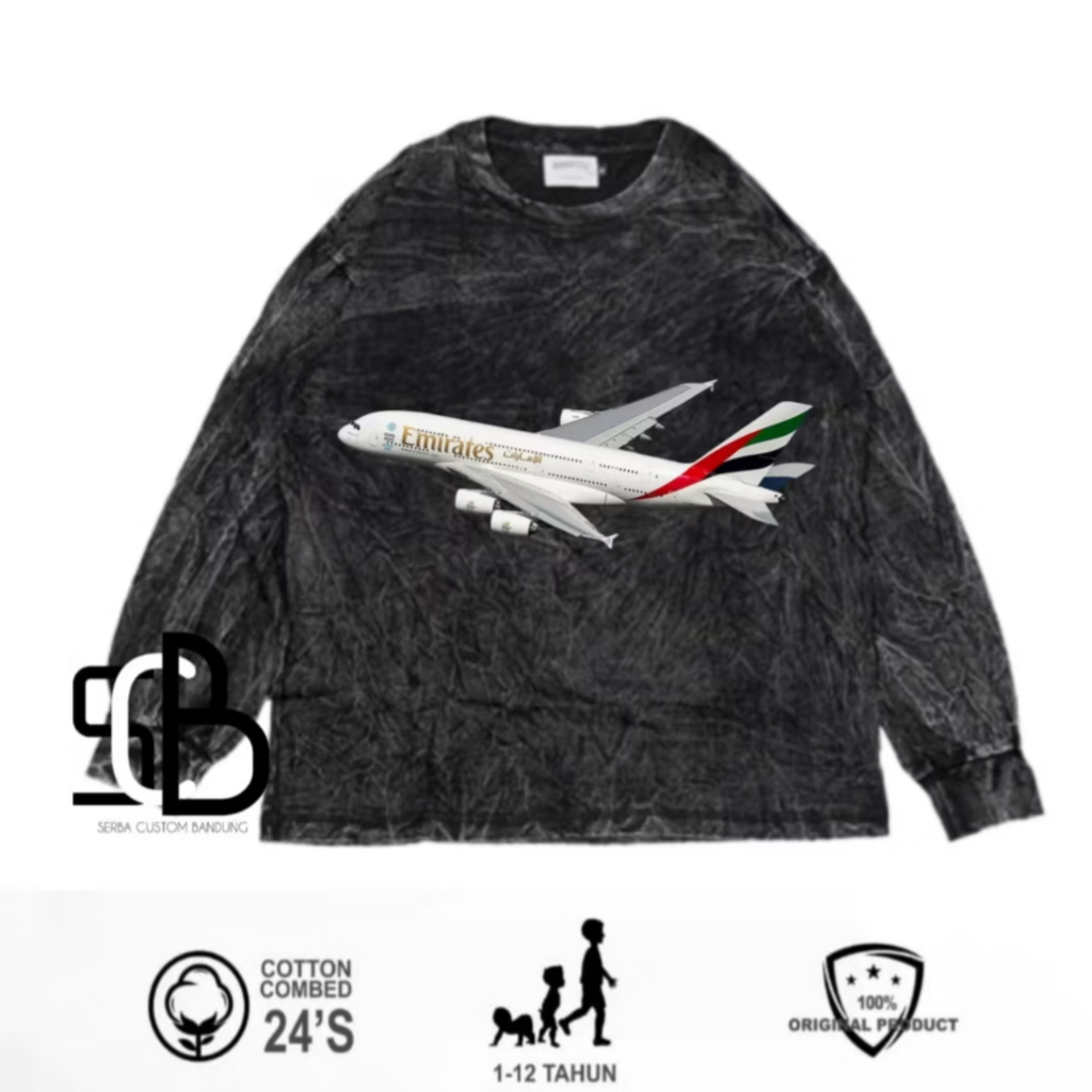 A 380 EMIRATES KAOS ANAK ATASAN PESAWAT A380 EMIRATES KATUN WASHED
